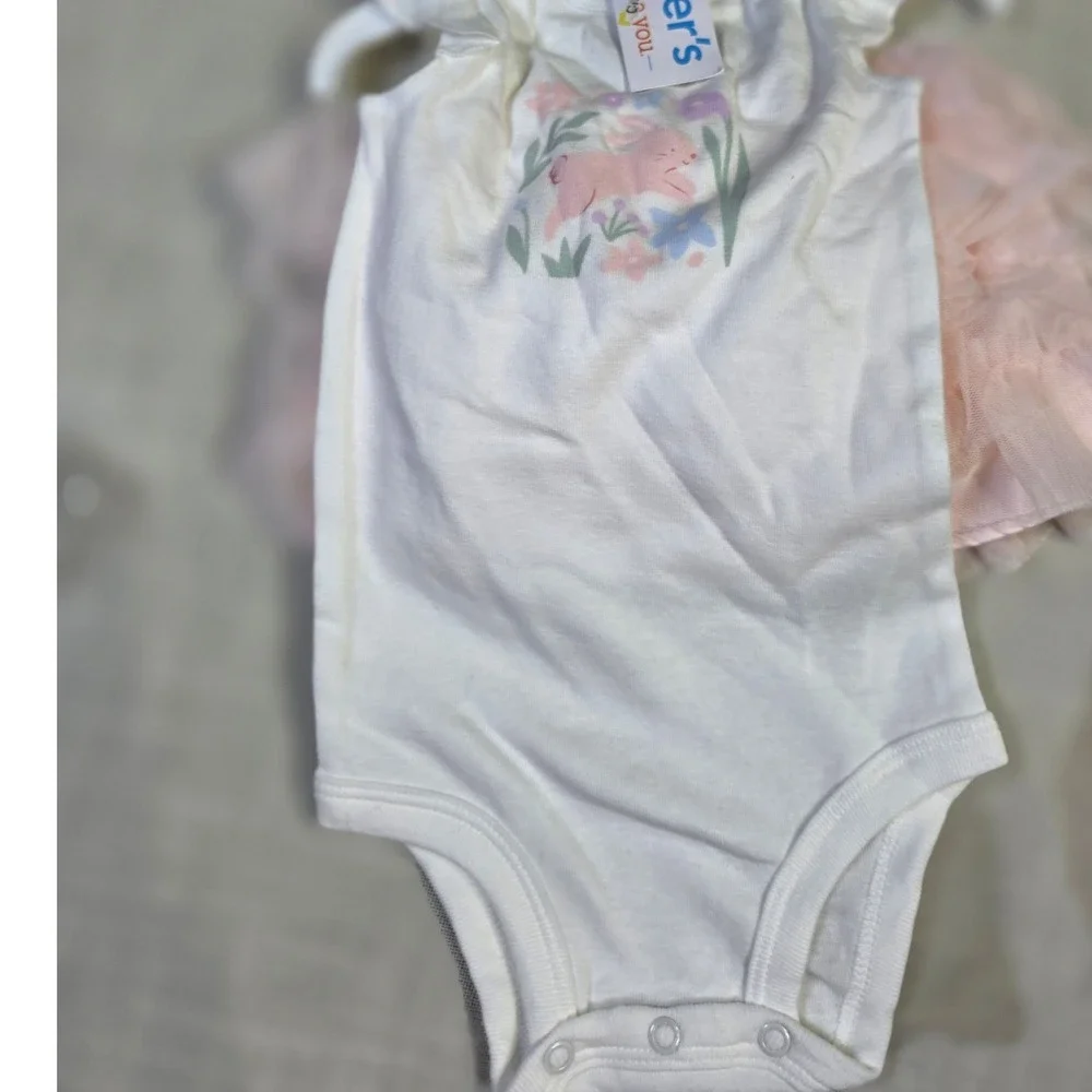 Carters Just One You Baby Girls Bunny Bodysuit and Pink Tulle Tutu Skirt Set 6M